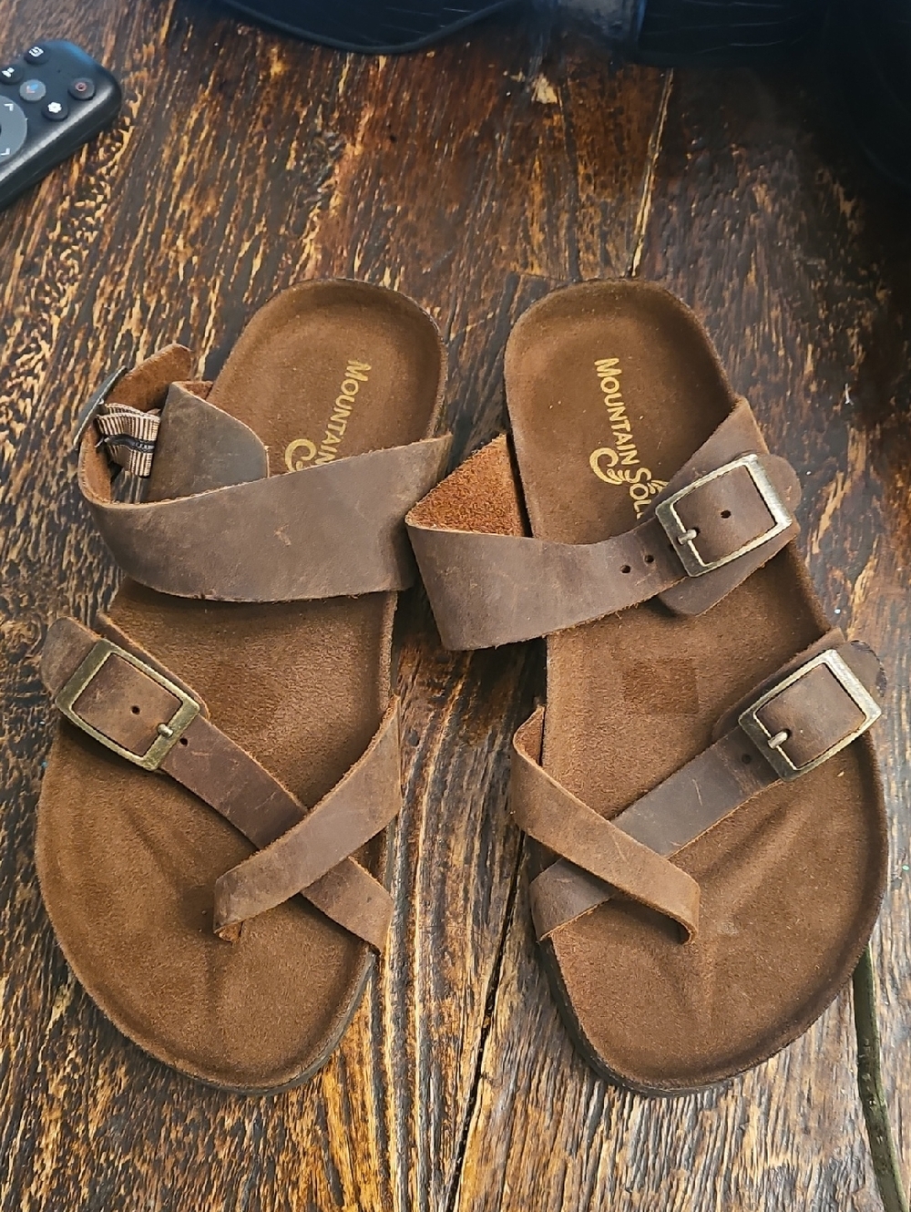 Mountain Soles Brown Leather Buckle Sandals 6 New Like Birkenstock